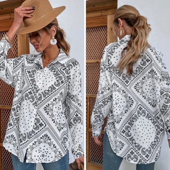 Tops - Paisley button down top